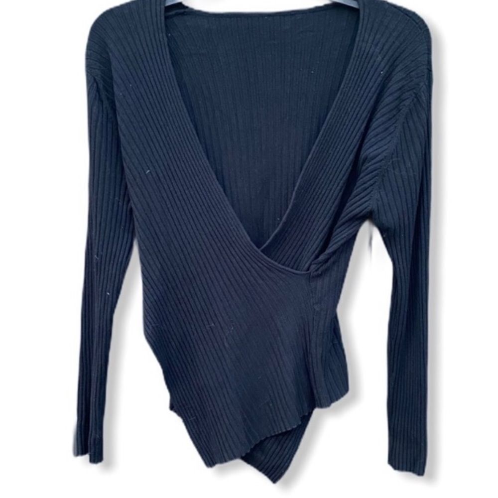 Deep V-Neck Ribbed Sweater